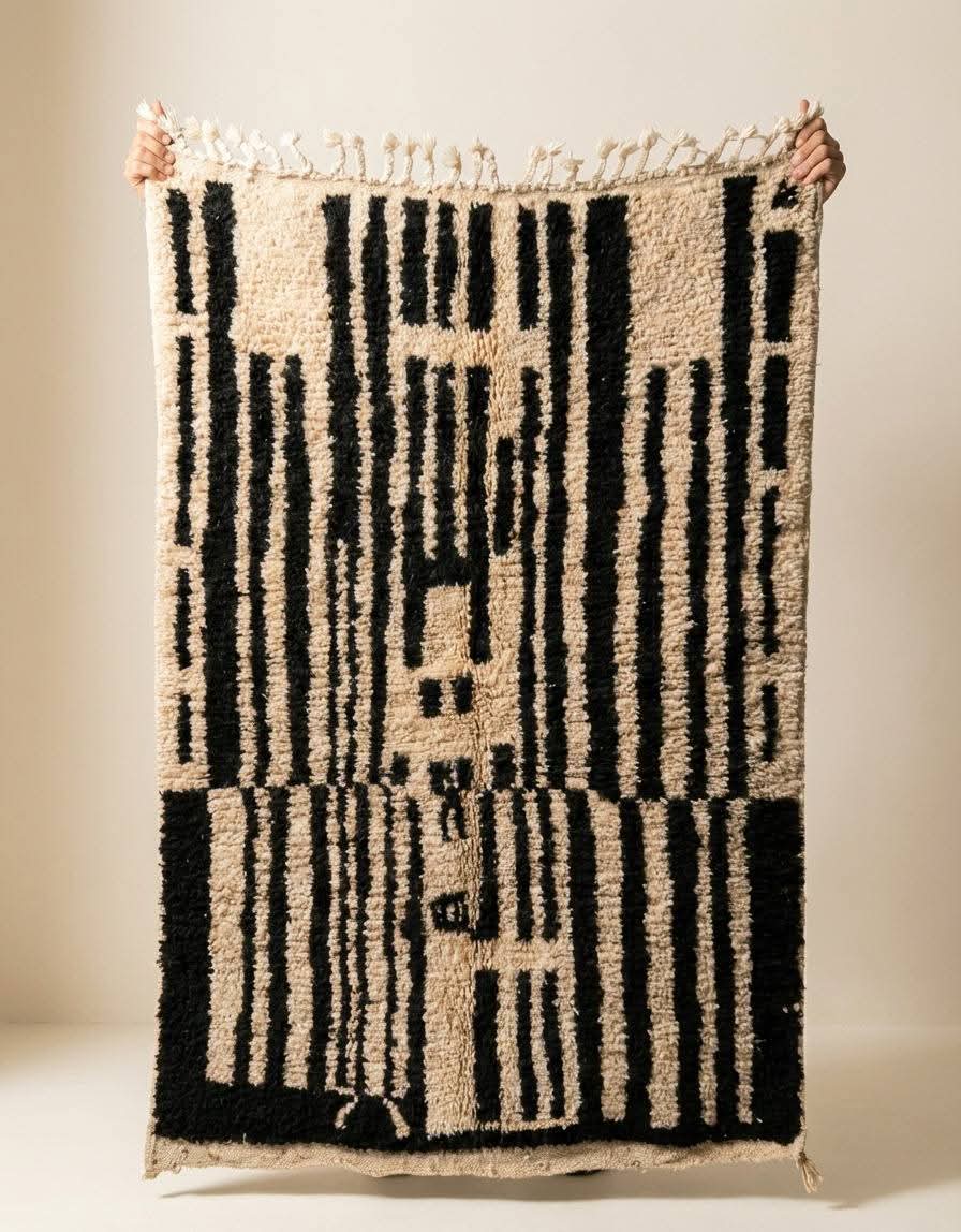Handwoven wool rug detail